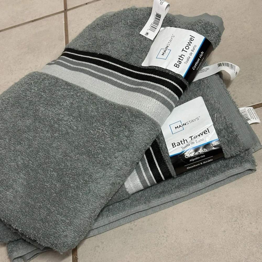 Mainstays Gray‎ 2 Bath Towels cotton rich